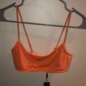Orange sparkly triangl top